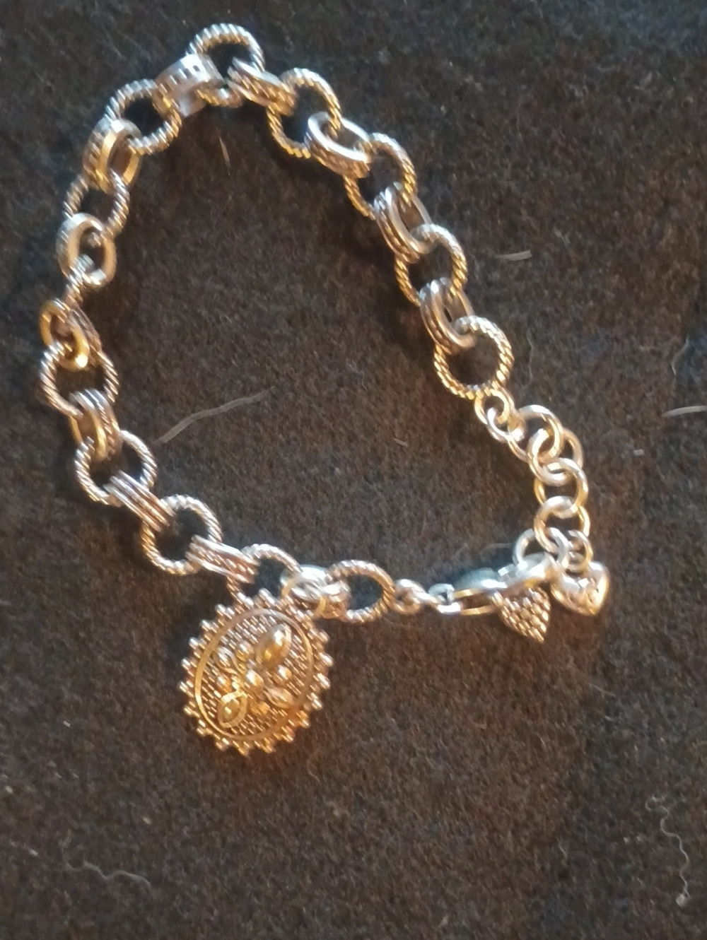 Retired Brighton Charm Bracelet with Decorative Oval Pendant